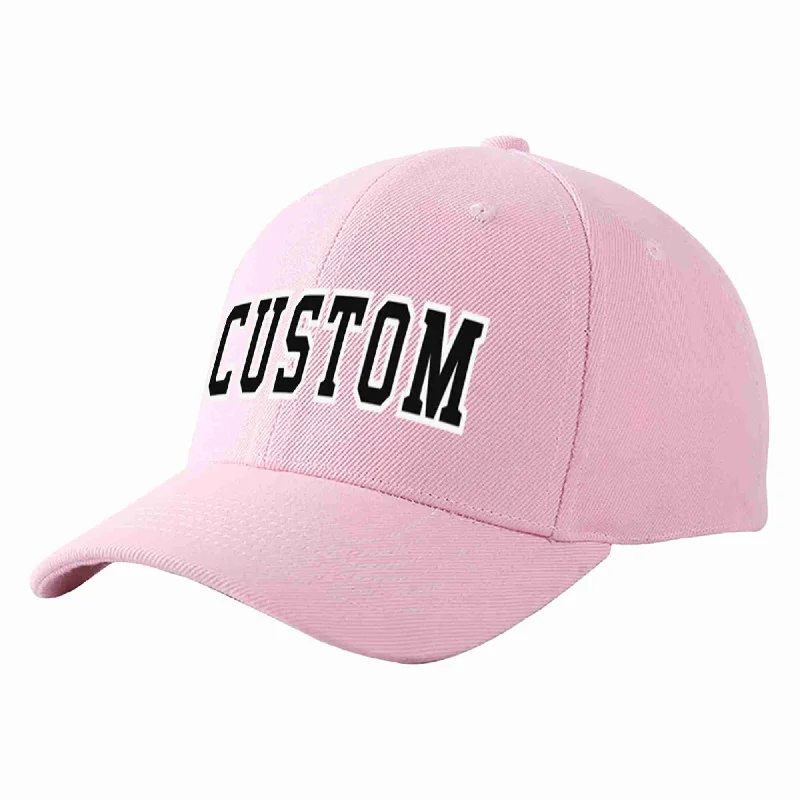 Custom Pink Black-White Curved Eaves Sport Baseball Cap Design for Men/Women/Youth