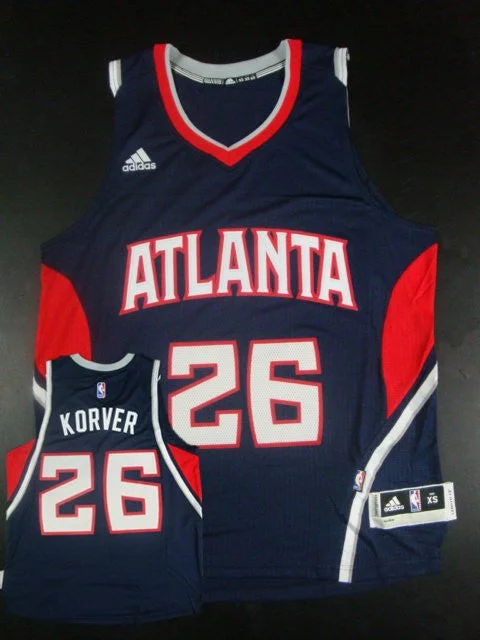 Hawks 26 Kyle Korver Navy Blue New Revolution 30 Basketball Jersey