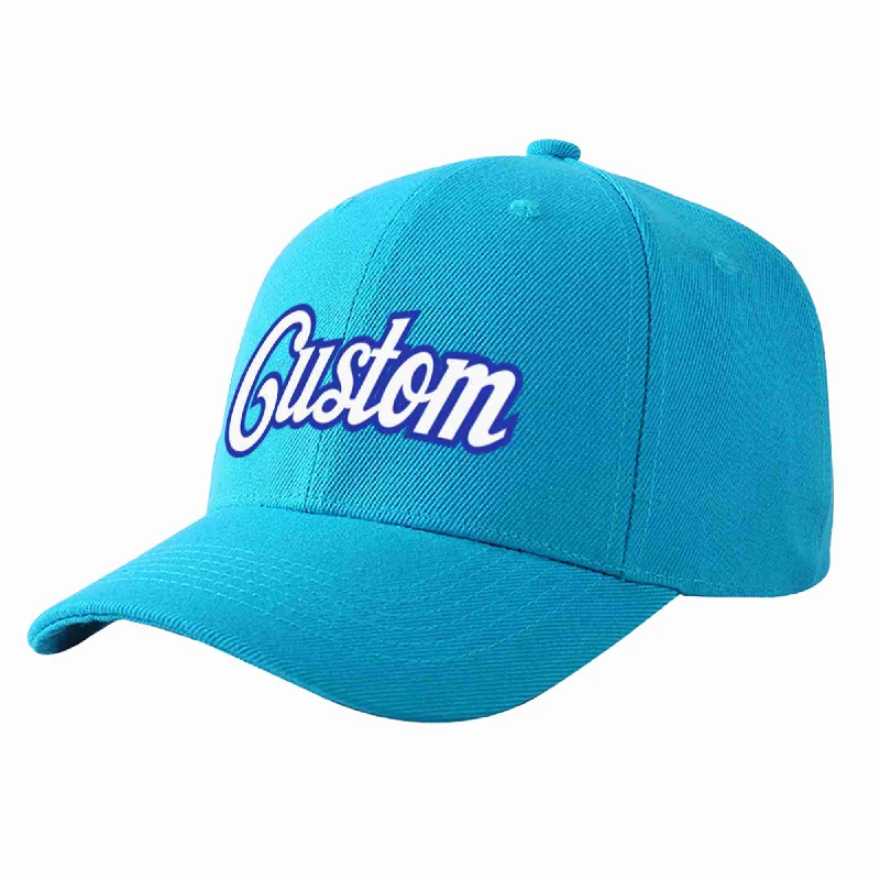 Custom Aqua White-Royal Curved Eaves Sport Baseball Cap Design for Men/Women/Youth