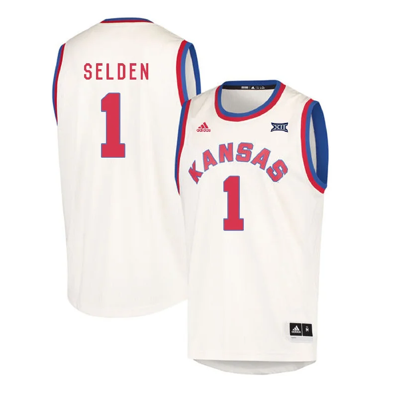 Kansas Jayhawks 1 Wayne Selden Jr. Cream Throwback College Basketball Basketball Jersey