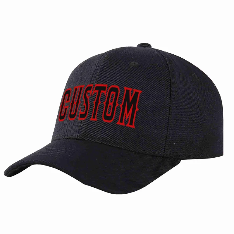 Custom Black Black-Red Curved Eaves Sport Baseball Cap Design for Men/Women/Youth