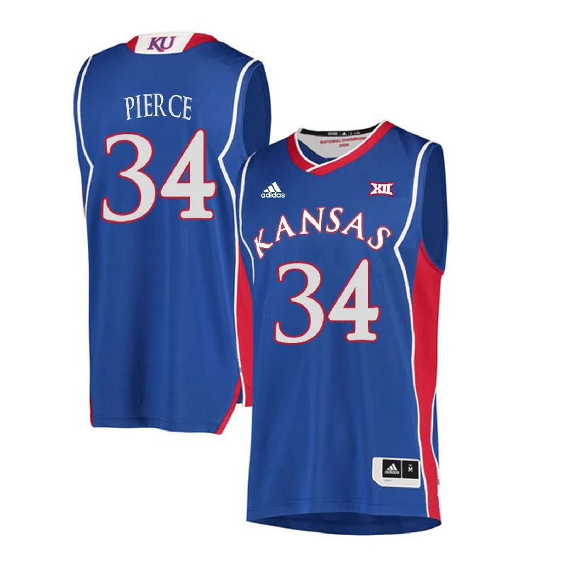 Kansas Jayhawks 34 Paul Pierce Blue Throwback College Basketball Basketball Jersey