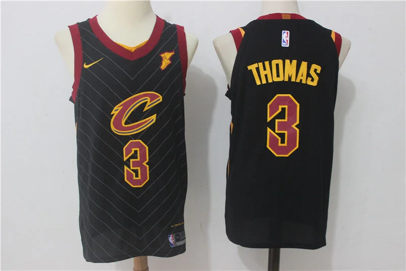 Cavaliers 3 Isaiah Thomas Black Authentic Basketball Jersey