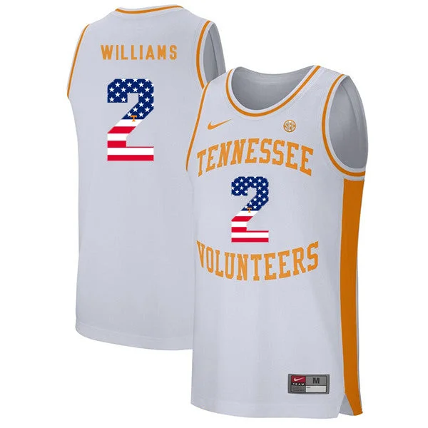 Tennessee Volunteers 2 Grant Williams White USA Flag College Basketball Basketball Jersey