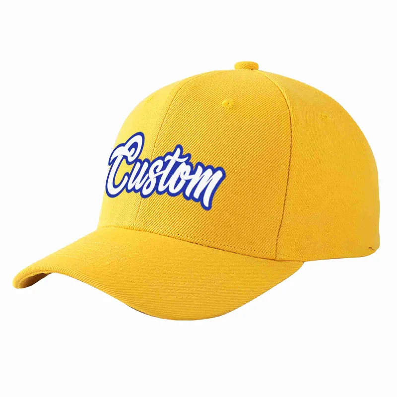 Custom Gold White-Royal Curved Eaves Sport Baseball Cap Design for Men/Women/Youth