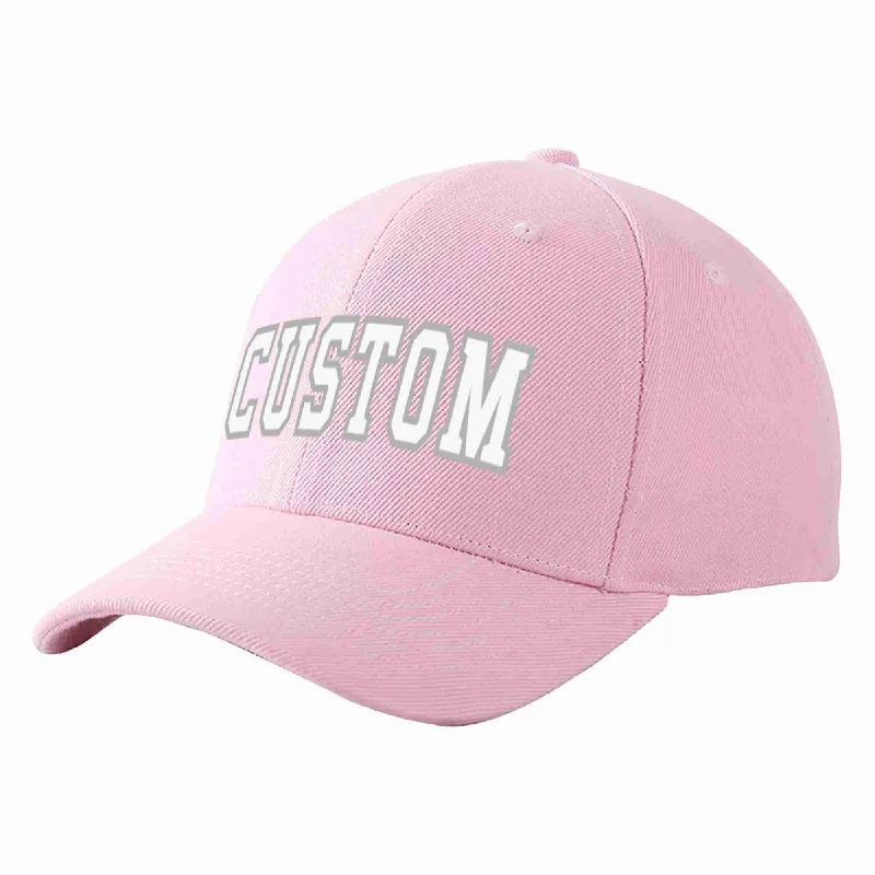 Custom Pink White-Gray Curved Eaves Sport Baseball Cap Design for Men/Women/Youth