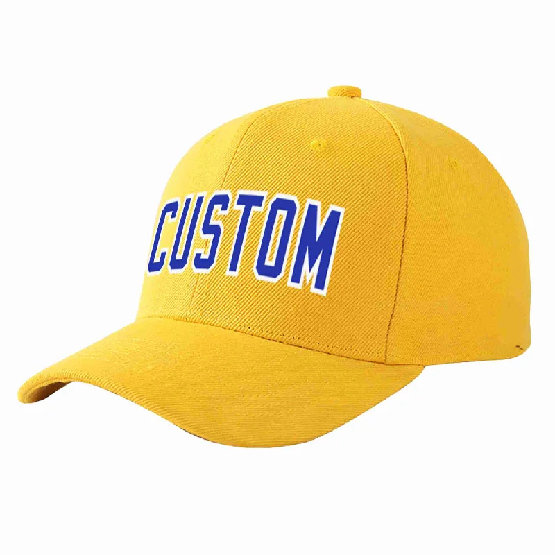 Custom Gold Royal-White Curved Eaves Sport Baseball Cap Design for Men/Women/Youth