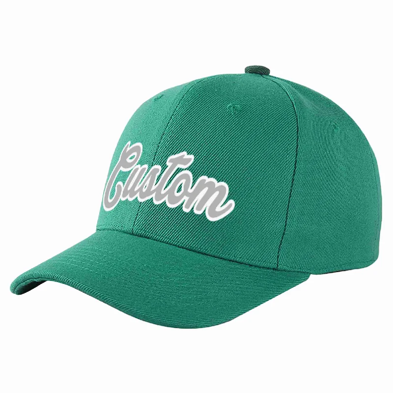 Custom Light Green Gray-White Curved Eaves Sport Baseball Cap Design for Men/Women/Youth