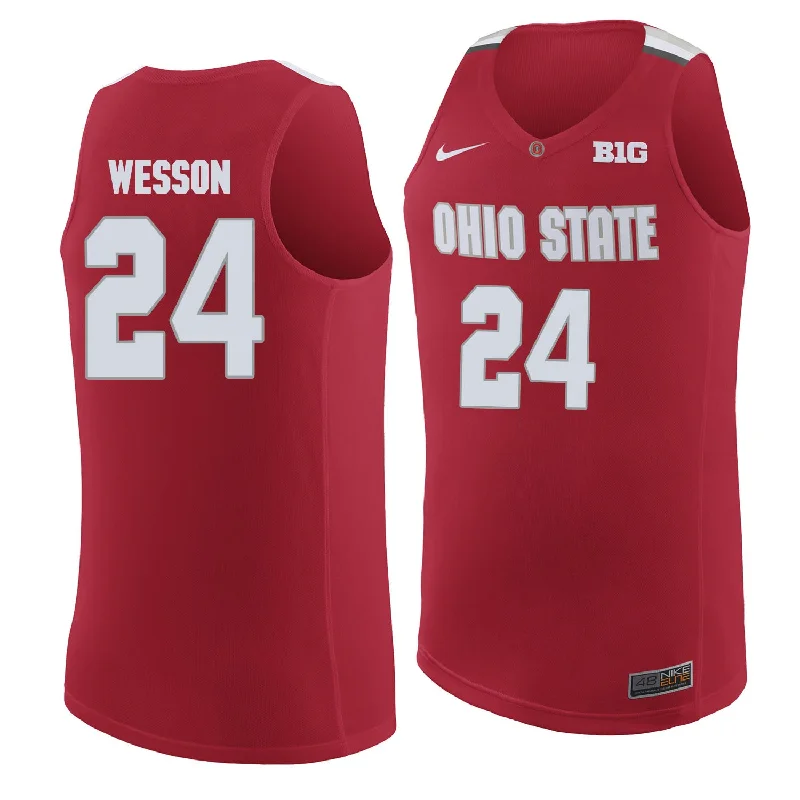 Ohio State Buckeyes 24 Andre Wesson Red College Basketball Basketball Jersey