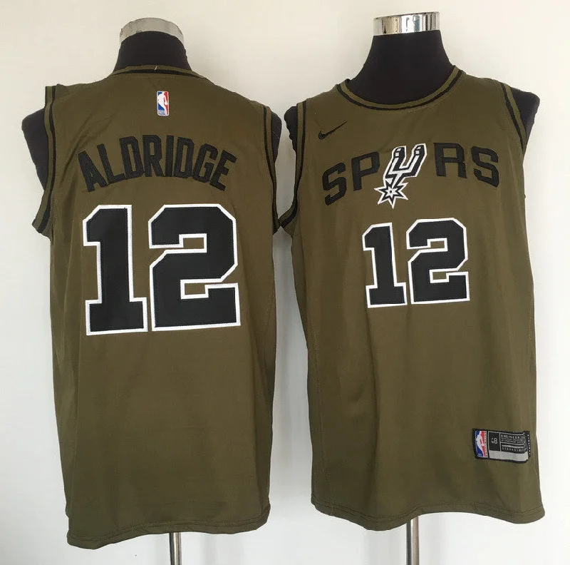 Spurs 12 LaMarcus Aldridge Olive Swingman Basketball Jersey