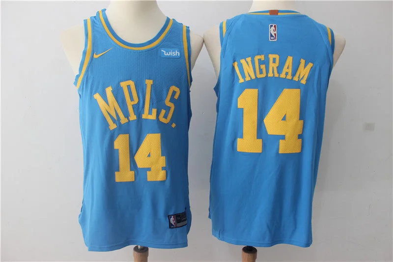 Lakers 14 Brandon Ingram Blue Throwback Authentic Basketball Jersey