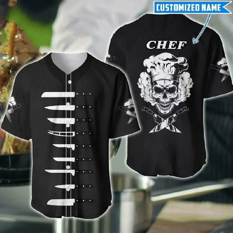 Chef Skull Personalized Baseball Jersey, Baseball Jersey for Master Chef