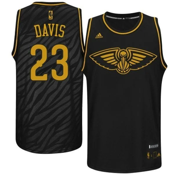 Pelicans 23 Davis Black Gold Lettering Basketball Jerseys