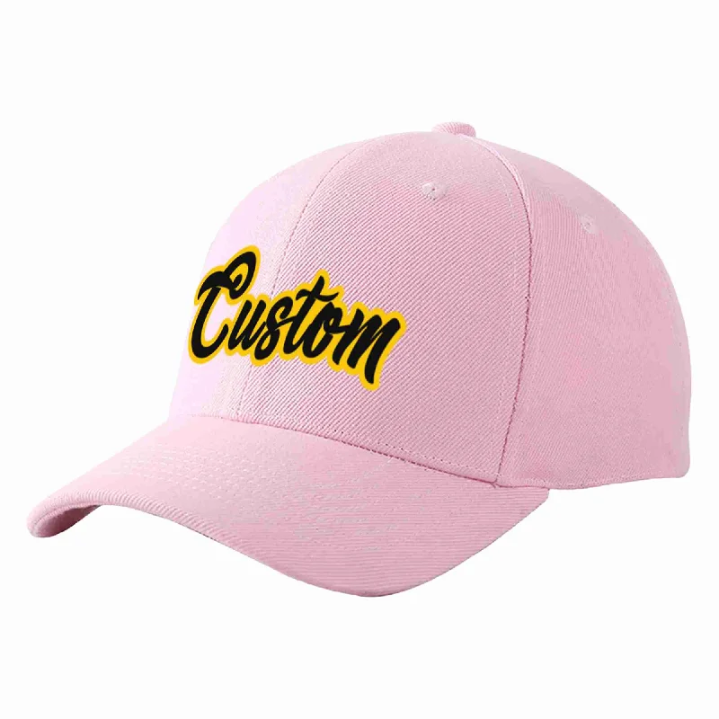 Custom Pink Black-Gold Curved Eaves Sport Baseball Cap Design for Men/Women/Youth