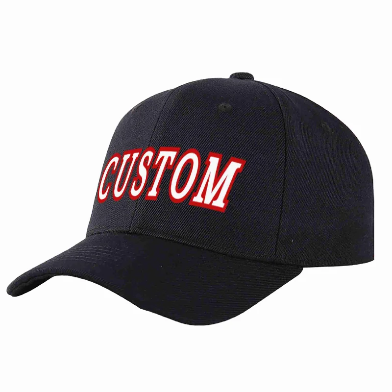 Custom Black White-Red Curved Eaves Sport Baseball Cap Design for Men/Women/Youth