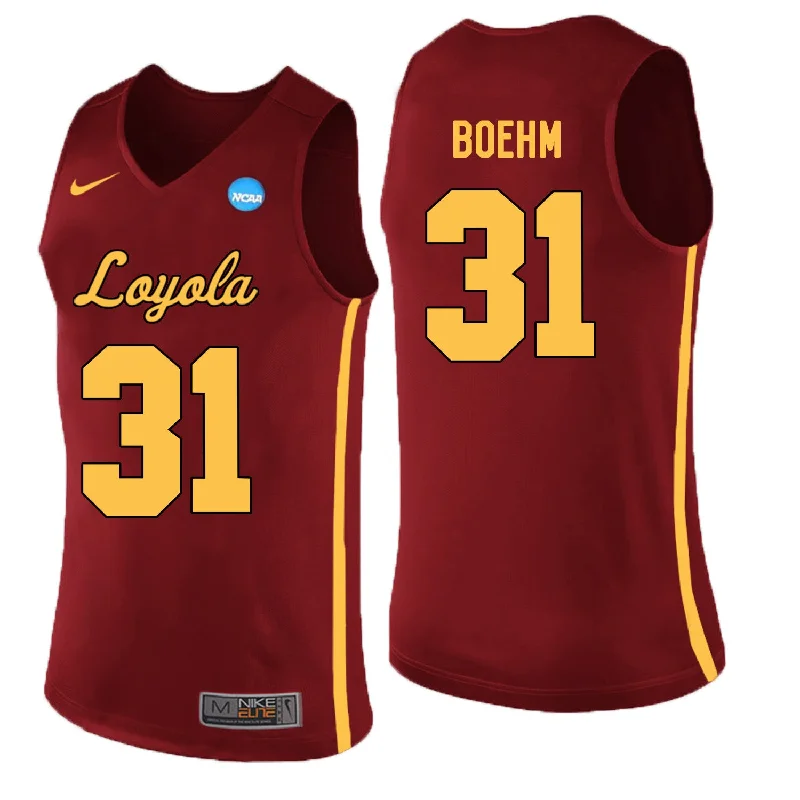 Loyola (Chi) Ramblers 31 Dylan Boehm Red College Basketball Basketball Jersey