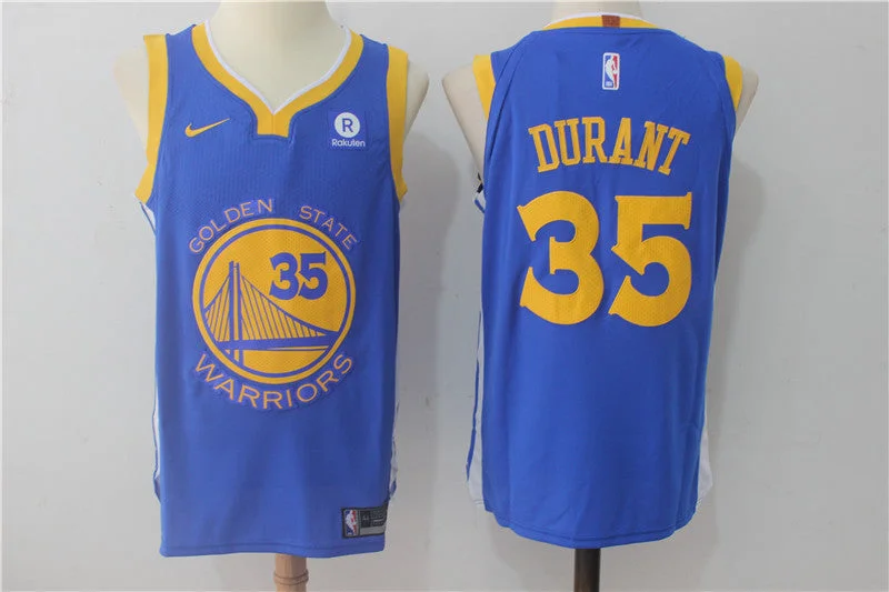 Warriors 35 Kevin Durant Blue Authentic Basketball Jersey