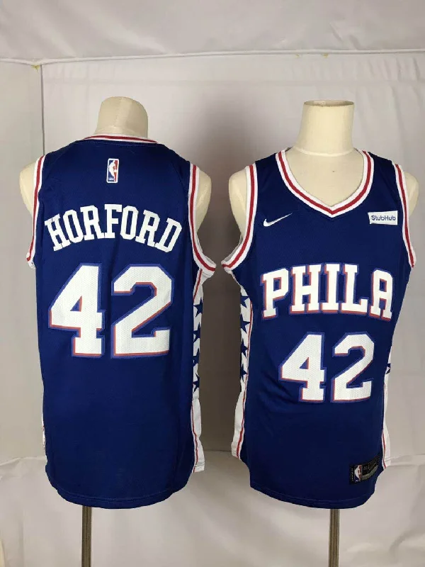 76ers 42 Al Horford Blue Throwback Swingman Basketball Jersey