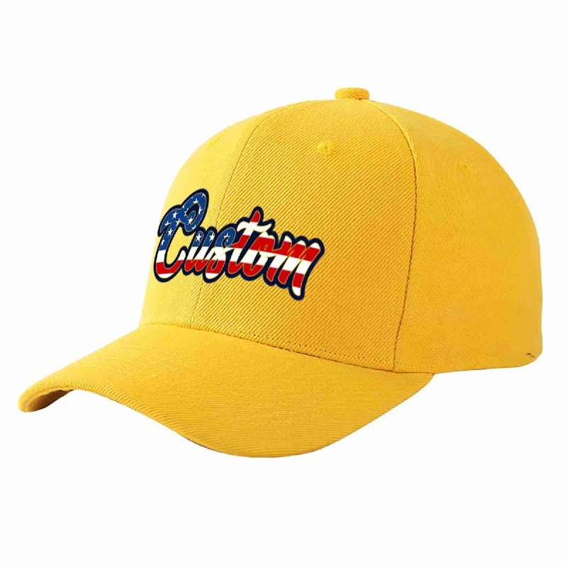 Custom Gold Vintage USA Flag-Gold Curved Eaves Sport Baseball Cap Design for Men/Women/Youth