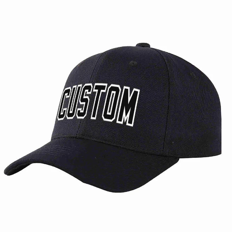 Custom Black Black-White Curved Eaves Sport Baseball Cap Design for Men/Women/Youth