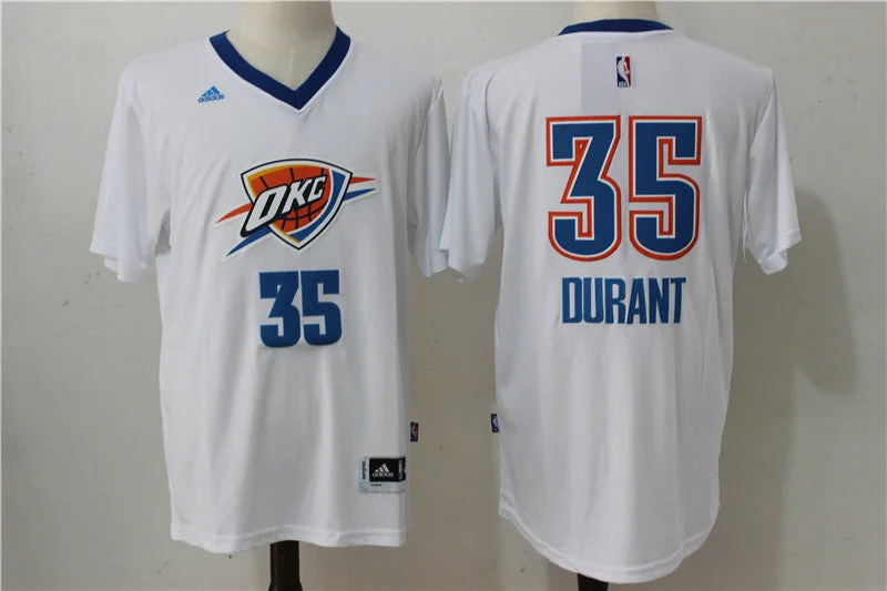 Thunder 35 Kevin Durant White Short Sleeve Swingman Basketball Jersey