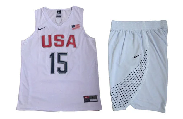 USA 15 Carmelo Anthony White 2016 Olympic Basketball Team Basketball Jersey(With Shorts)