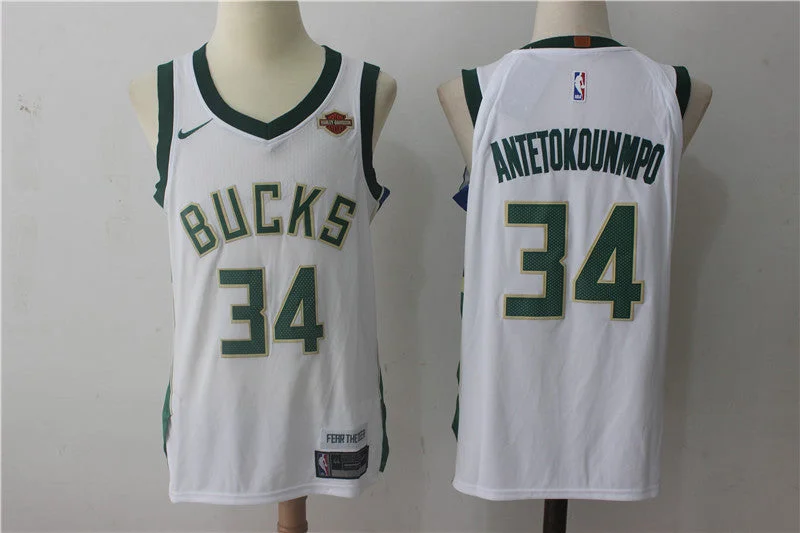 Bucks 34 Giannis Antetokounmpo White Authentic Basketball Jersey