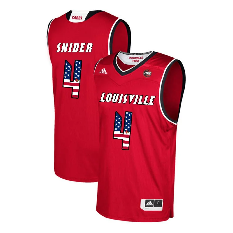 Louisville Cardinals 4 Quentin Snider Red USA Flag College Basketball Basketball Jersey