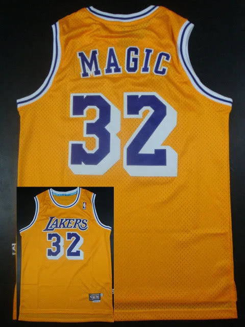 Lakers 32 Magic Gold Basketball Jerseys