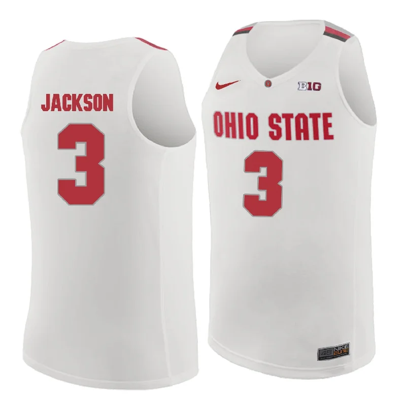 Ohio State Buckeyes 3 C.J. Jackson White College Basketball Basketball Jersey