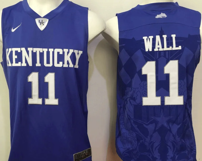 Kentucky Wildcats 11 John Wall Blue College Basketball Basketball Jersey