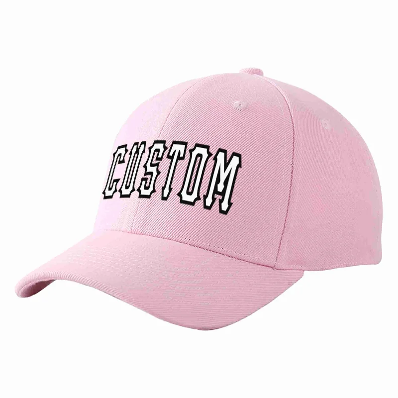 Custom Pink White-Black Curved Eaves Sport Baseball Cap Design for Men/Women/Youth