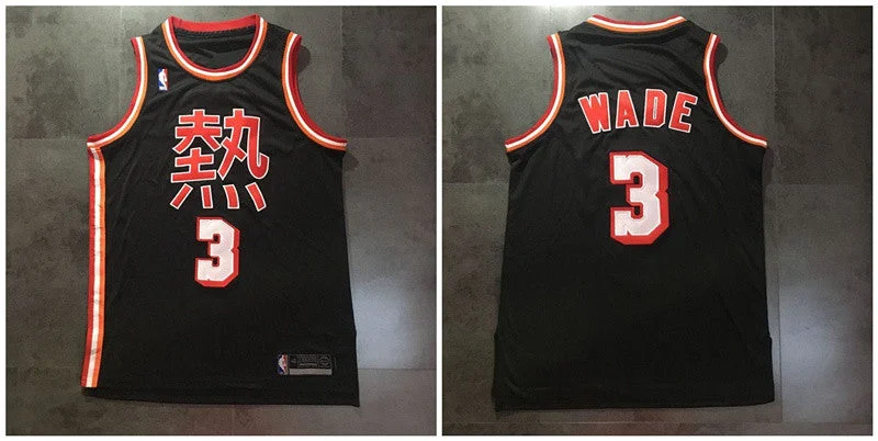 Heat 3 Dwyane Wade Black Stitched Basketball Basketball Jersey