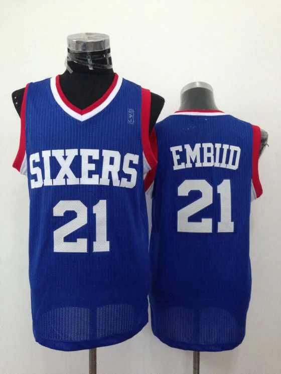 76ers 21 Embiid Blue New Revolution 30 Basketball Jerseys