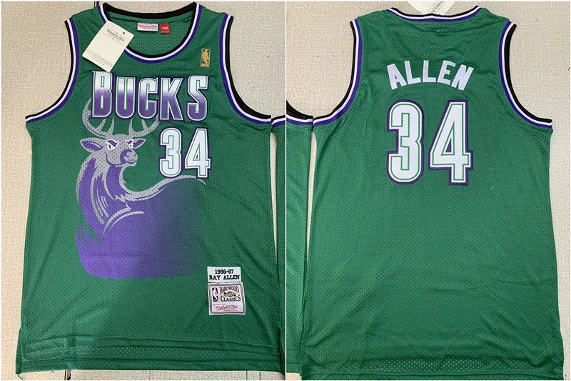 Bucks 34 Ray Allen Green 1996-97 Hardwood Classics Mesh Basketball Jersey