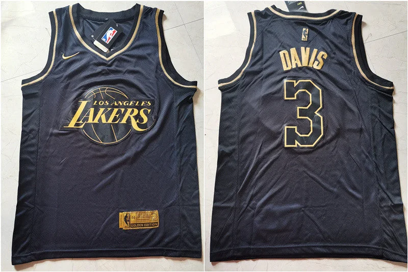 Lakers 3 Anthony Davis Black Gold Swingman Basketball Jersey