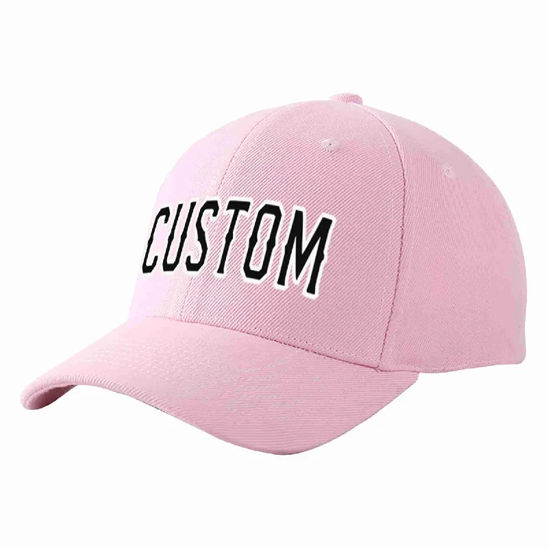 Custom Pink Black-White Curved Eaves Sport Baseball Cap Design for Men/Women/Youth