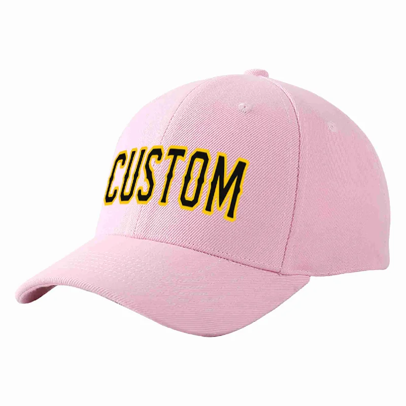 Custom Pink Black-Gold Curved Eaves Sport Baseball Cap Design for Men/Women/Youth