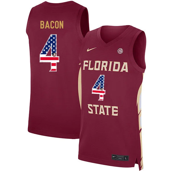 Florida State Seminoles 4 Dwayne Bacon Red USA Flag Basketball College Basketball Jersey