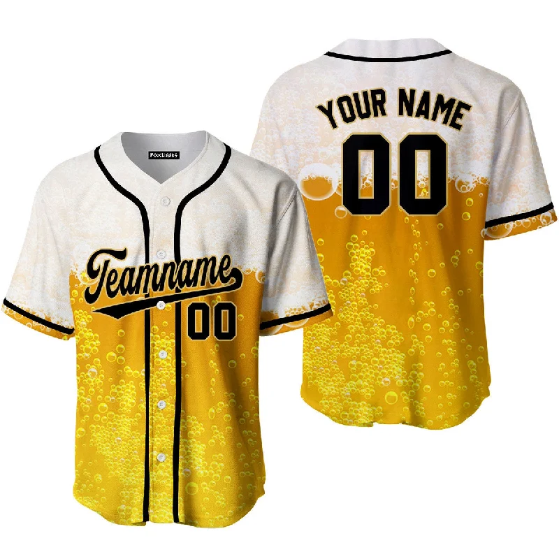 Custom Beer Bubbles Pattern On Black Custom Baseball Jerseys For Men & Women