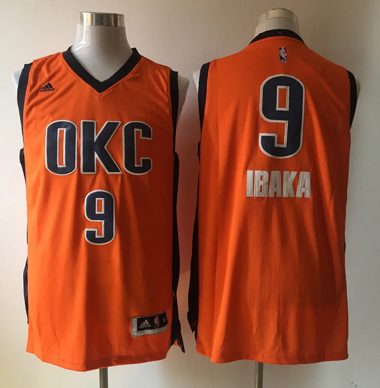 Thunder 9 Serge Ibaka Orange Swingman Basketball Jersey