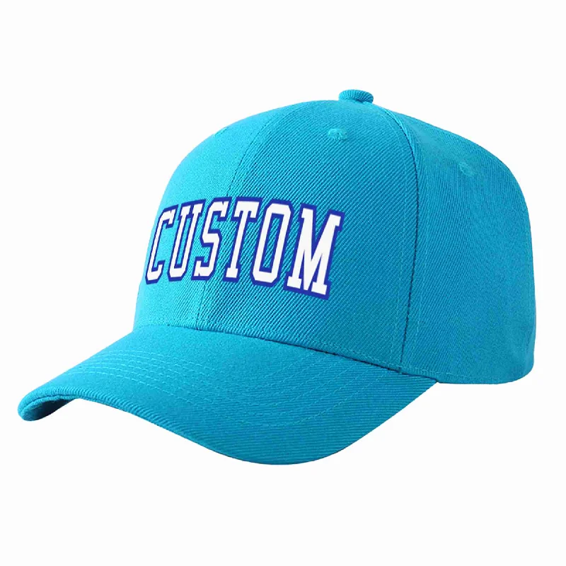 Custom Aqua White-Royal Curved Eaves Sport Baseball Cap Design for Men/Women/Youth