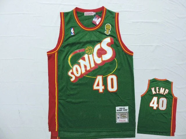 Supersonics 40 Shawn Kemp Green Hardwood Classics Basketball Jersey