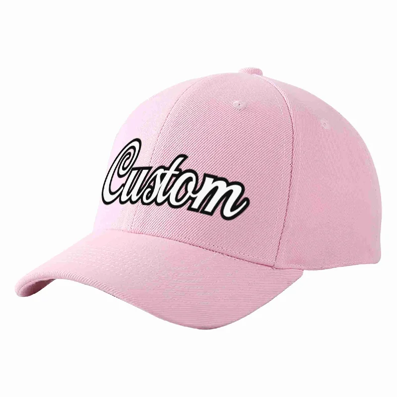 Custom Pink White-Black Curved Eaves Sport Baseball Cap Design for Men/Women/Youth