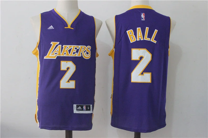 Lakers 2 Lonzo Ball Purple Swingman Basketball Jersey