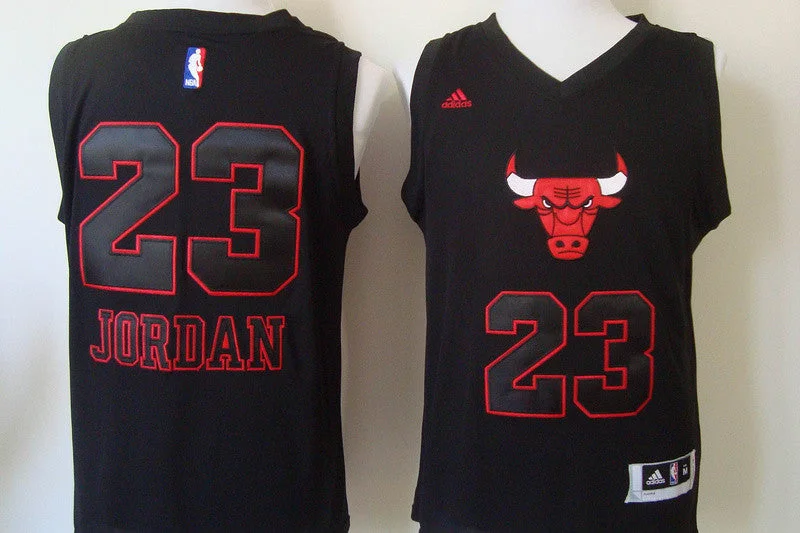 Bulls 23 Jordan Black Fashion Basketball Jerseys