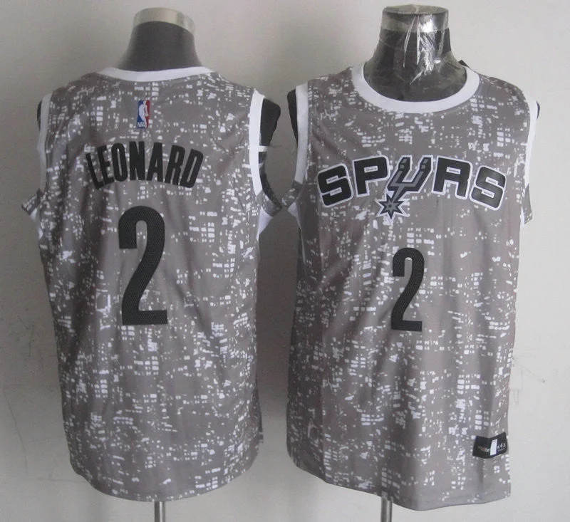 Spurs 2 Kawhi Leonard Gray City Luminous Basketball Jersey