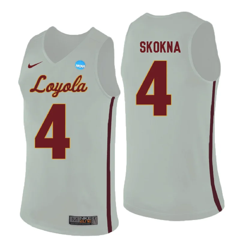 Loyola (Chi) Ramblers 4 Bruno Skokna White College Basketball Basketball Jersey