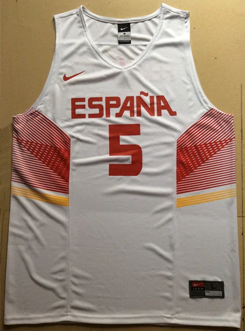 Spain 5 Rudy Fernandez White 2014 FIBA Basketball Jerseys