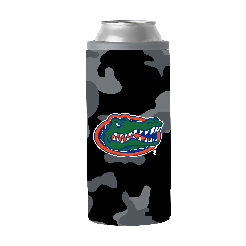 Florida Black Camo 12oz Slim Can Coolie